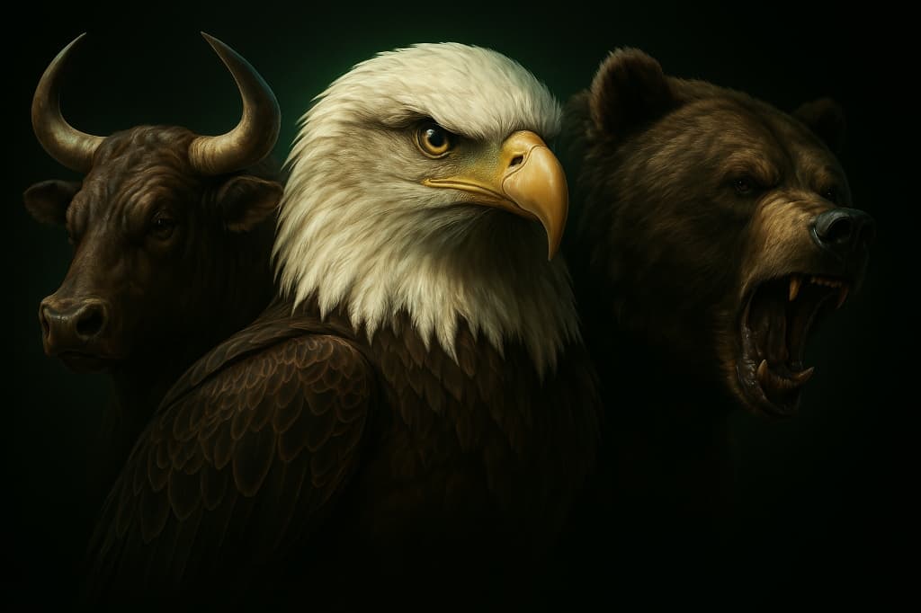 Águia Kaizen entre o touro e o urso do mercado financeiro